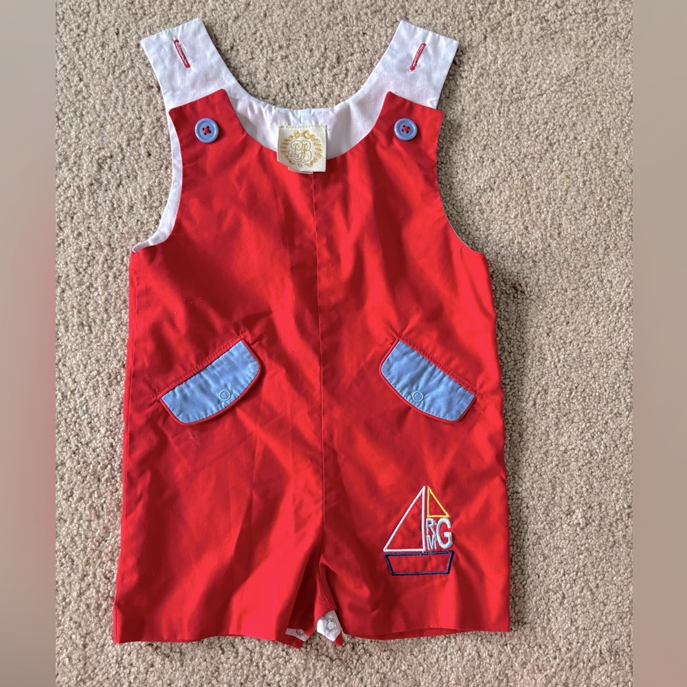 TBBC The Beaufort Bonnet Co Jon Jon 12-18mo EUC. Embroidered monogram RMG